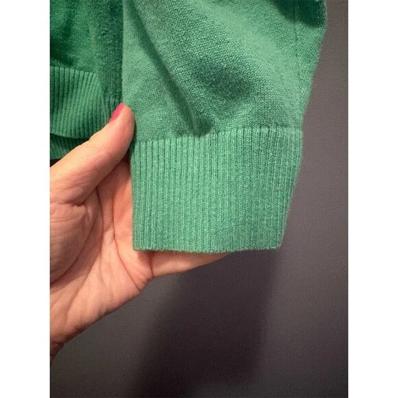 Lands’ End Sweater Mens Size L Green V-Neck Pullover Long Sleeve Knit - Picture 4 of 9